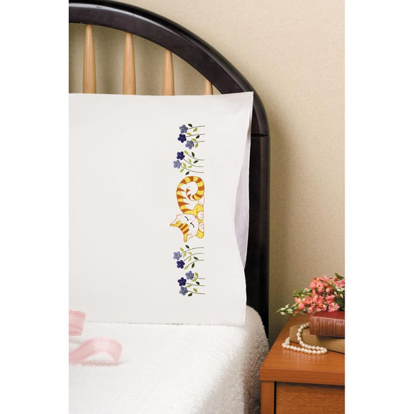 OakridgeStores.com | Tobin Stamped For Embroidery Pillowcase Pair 20"X30" - Cat Nap (T232242) 021465322421