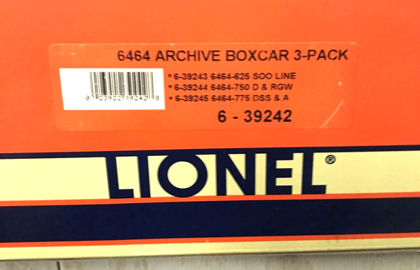 RESALE SHOP - Lionel 6464 Archive Boxcar 3-pack #6-39242 - NIB