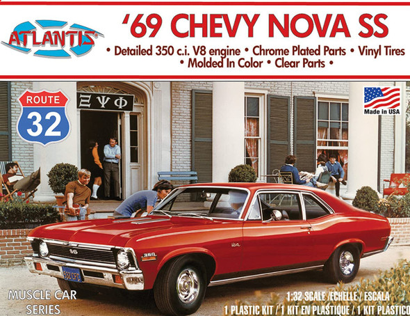 OakridgeStores.com | Atlantis Models - 1969 Chevy Nova SS Route 32 - 1/32 Scale Plastic Model Kit 850002740554