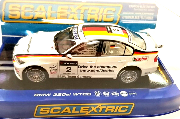 RESALE SHOP - Scalextric 1:32 Slot Car #C3020 BMW 320si WTCC Jorg Muller #2 - NIB