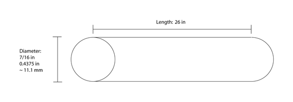 Steel Rear Axle with Cap Nuts - 7/16 in x 26 in - for Vintage Power Wheels and Other Brand Ride Ons