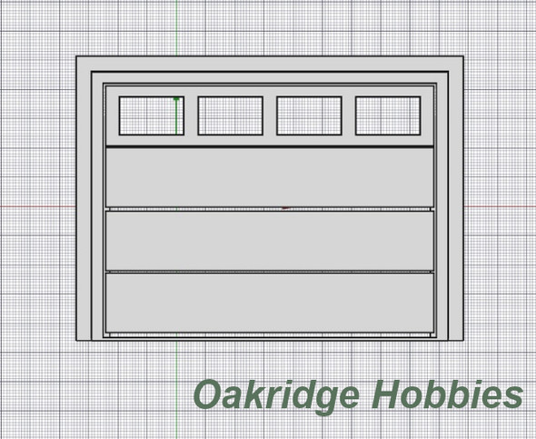 OakridgeStores.com | Oakridge Minis - Residential Garage Door with Windows, Panels, Frame and Trim - 1:32 Scale Model Miniature - 1002-32