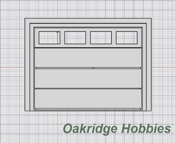 OakridgeStores.com | Oakridge Minis - Residential Garage Door with Windows, Panels, Frame and Trim - O Scale 1:48 Model Miniature - 1002-48