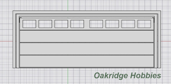 OakridgeStores.com | Oakridge Minis - 2 Car Residential Garage Door with Windows, Frame and Trim - O Scale 1:48 Model Miniature - 1003-48