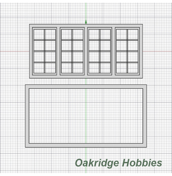OakridgeStores.com | Oakridge Minis - 120" x 60" 4 Pane Casement Window with Colonial Grid Grille and Frame - 1:32 Scale Model Miniature - 1010-32