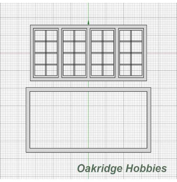 OakridgeStores.com | Oakridge Minis - 120" x 60" 4 Pane Casement Window with Colonial Grid Grille and Frame - 1:64 Scale Model Miniature - 1010-64