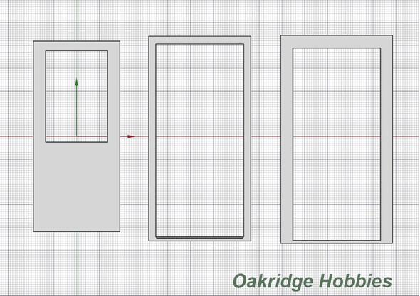 OakridgeStores.com | Oakridge Minis - Commercial Steel Service Door with Half Window, Frame and Trim - 3' x 7' Scale Size - G Scale 1:24 Model Miniature - 1019-24