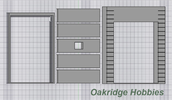 OakridgeStores.com | Oakridge Minis - Commercial 9' x 10' Dock Door with Vision Window, Frame and Trim - HO Scale 1:87 Model Miniature - 1021-87