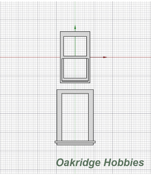 OakridgeStores.com | Oakridge Minis - 30" x 48" Double Hung Window and Trim - 1:64 Scale Model Miniature - 1027-64