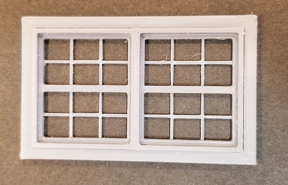 OakridgeStores.com | Oakridge Minis - 90" x 48" Twin Double Hung Window with Colonial Grid Grille and Trim - G Scale 1:24 Model Miniature - 1030-24