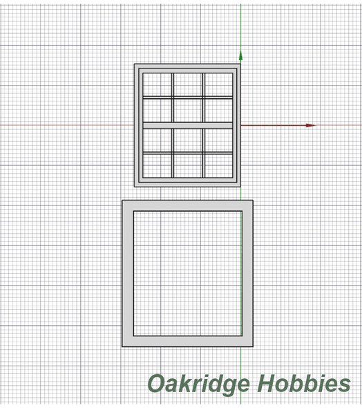 OakridgeStores.com | Oakridge Minis - 45" x 48" Double Hung Window with Colonial Grid Grille and Trim - 1:32 Scale Model Miniature - 1031-32