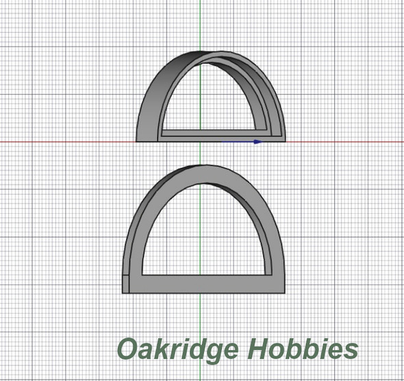 OakridgeStores.com | Oakridge Minis - 36" Full Chord Half Circle WIndow and Trim - O Scale 1:48 Model Miniature - 1034-48