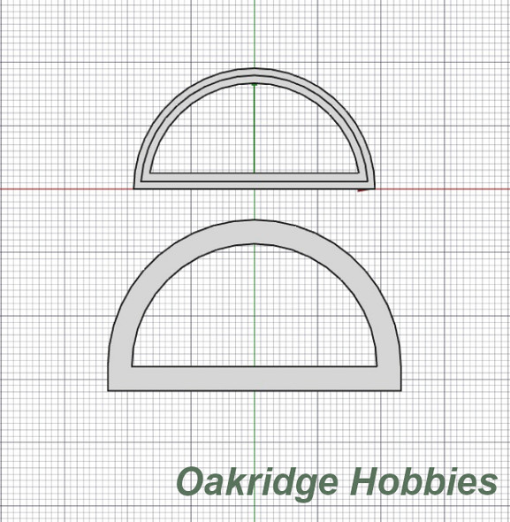 OakridgeStores.com | Oakridge Minis - 36" Full Chord Half Circle WIndow and Trim - 1:64 Scale Model Miniature - 1034-64