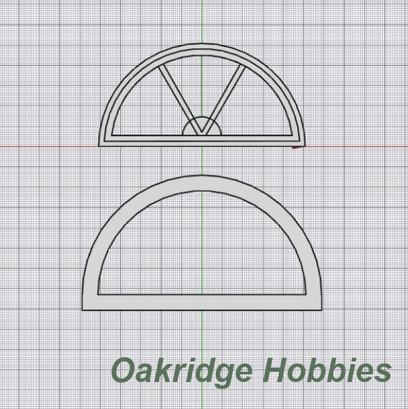 OakridgeStores.com | Oakridge Minis - 48" Full Chord Half Circle Sunburst Window and Trim - O Scale 1:48 Model Miniature - 1035-48