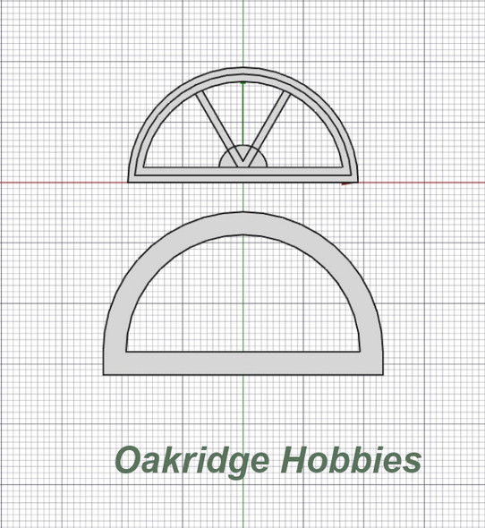 OakridgeStores.com | Oakridge Minis - 36" Full Chord Half Circle Sunburst Window and Trim - 1:32 Scale Model Miniature - 1036-32