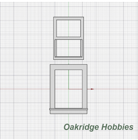 OakridgeStores.com | Oakridge Minis - 42" x 60" Double Hung Window and Frame - 1:32 Scale Model Miniature - 1037-32