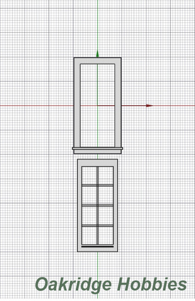 OakridgeStores.com | Oakridge Minis - 48" x 72" 8-Lite Grid Window and Frame - O Scale 1:48 Model Miniature - 1038-48