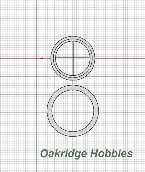 OakridgeStores.com | Oakridge Minis - 48" Round Window With 4-Lite Grid and Trim - G Scale 1:24 Model Miniature - 1039-24