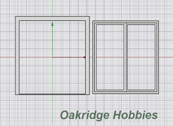 OakridgeStores.com | Oakridge Minis - 72" x 80" Patio Door with Frame - O Scale 1:48 Model Miniature - 1041-48