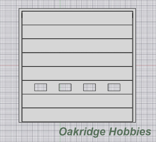 OakridgeStores.com | Oakridge Minis - Commercial 16' x 16' Warehouse Dock Door with Vision Windows and Frame - O Scale 1:48 Model Miniature - 1042-48