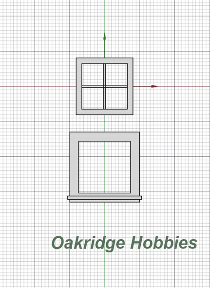 OakridgeStores.com | Oakridge Minis - 30" x 30" 4 Pane Grid Window and Frame - O Scale 1:48 Model Miniature - 1043-48