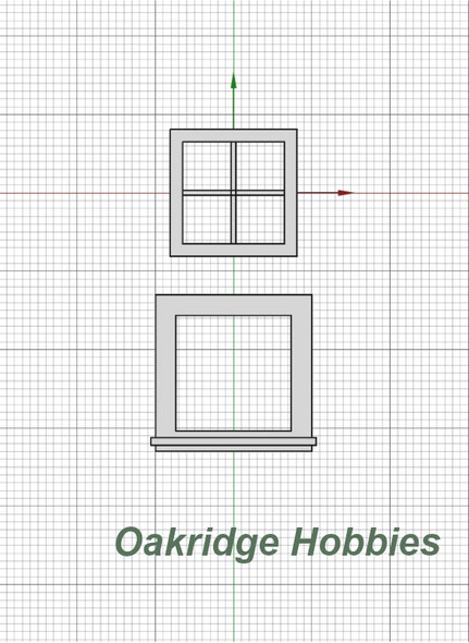 OakridgeStores.com | Oakridge Minis - 30" x 30" 4 Pane Grid Window and Frame - 1:64 Scale Model Miniature - 1043-64