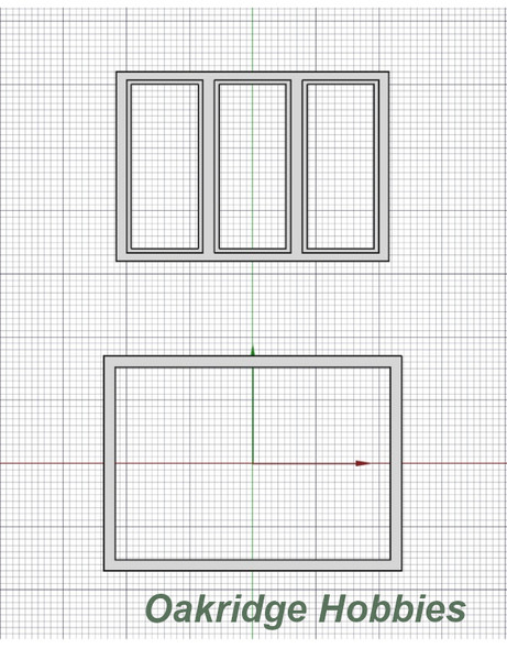 OakridgeStores.com | Oakridge Minis - 48" x 72" 3 Pane Casement Window and Frame - 1" Scale 1:12 Model Miniature - 1006-12