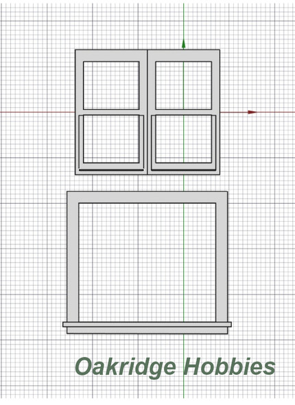 OakridgeStores.com | Oakridge Minis - 60" x 48" Twin Double Hung Window and Trim - 1" Scale 1:12 Model Miniature - 1029-12