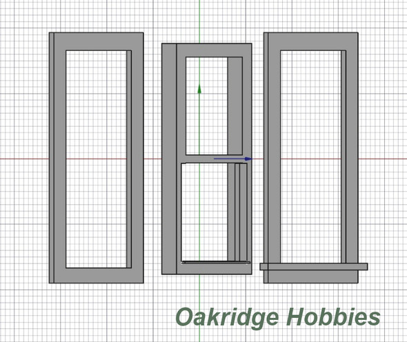 OakridgeStores.com | Oakridge Minis - Shallow Depth Traditional Non-Working Double Hung Window - 1" Scale 1:12 Model Miniature - 1052-12
