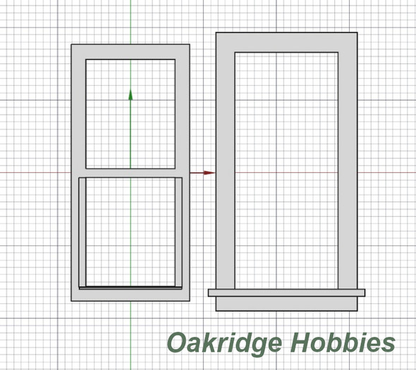 OakridgeStores.com | Oakridge Minis - Traditional Non-Working Double Hung Window - O Scale 1:48 Model Miniature - 1052-48