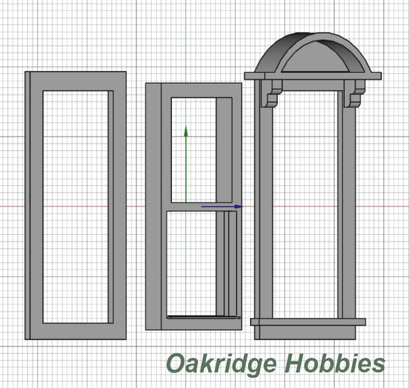 OakridgeStores.com | Oakridge Minis - Traditional Victorian Non-Working Double Hung Flat Top Pediment Window - G Scale 1:24 Model Miniature - 1054-24