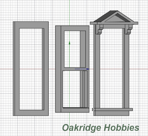 OakridgeStores.com | Oakridge Minis - Traditional Victorian Non-Working Double Hung Triangular Pediment Window - 1" Scale 1:12 Model Miniature - 1055-12