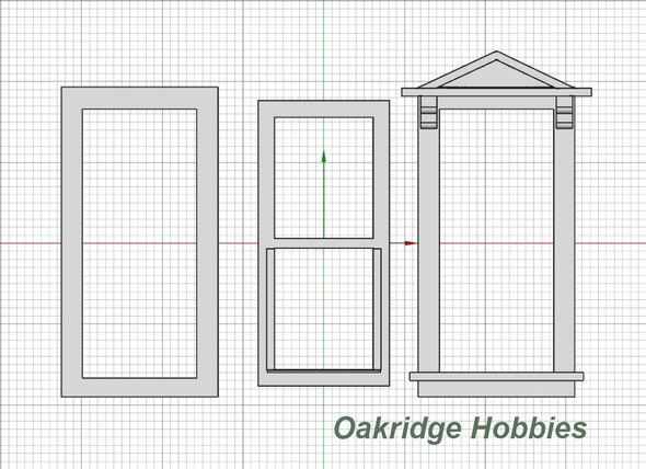 OakridgeStores.com | Oakridge Minis - Shallow Depth Traditional Victorian Non-Working Double Hung Triangular Pediment Window - 1" Scale 1:12 Model Miniature - 1055-12