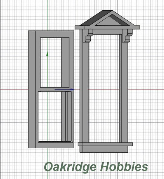 OakridgeStores.com | Oakridge Minis - Traditional Victorian Non-Working Double Hung Triangular Pediment Window - O Scale 1:48 Model Miniature - 1055-48