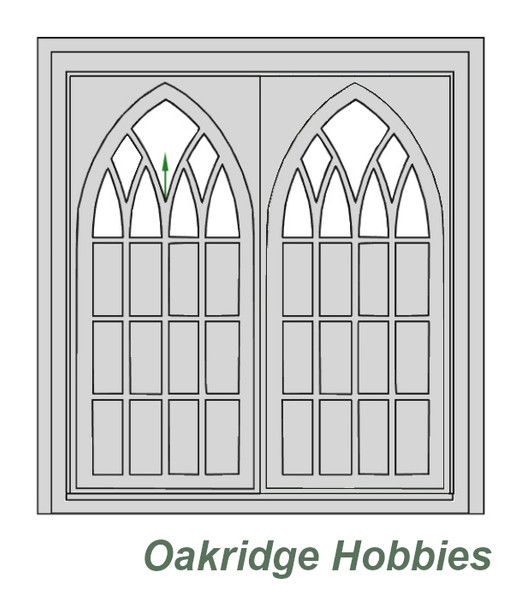 OakridgeStores.com | Oakridge Minis - 7x6 Gothic (Church) Double Door Entrance with Tracery - 1" Scale 1:12 Model Miniature - 1059-12