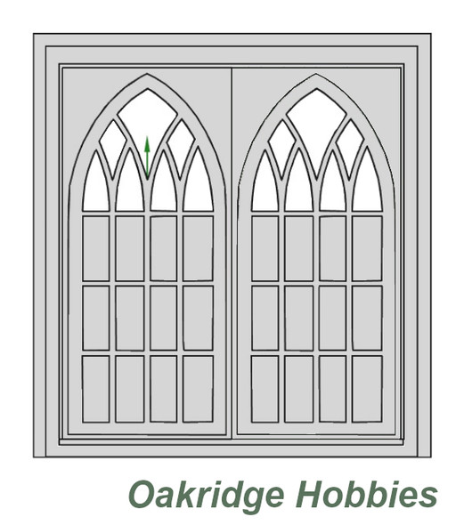 OakridgeStores.com | Oakridge Minis - 7x6 Gothic (Church) Double Door Entrance with Tracery - G Scale 1:24 Model Miniature - 1059-24