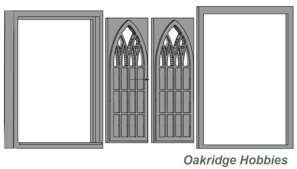 OakridgeStores.com | Oakridge Minis - 7x6 Gothic (Church) Double Door Entrance with Tracery - G Scale 1:24 Model Miniature - 1059-24