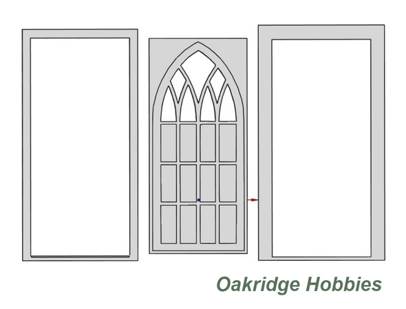 OakridgeStores.com | Oakridge Minis - 7x3 Gothic (Church) Door with Tracery - O Scale 1:48 Model Miniature - 1060-48