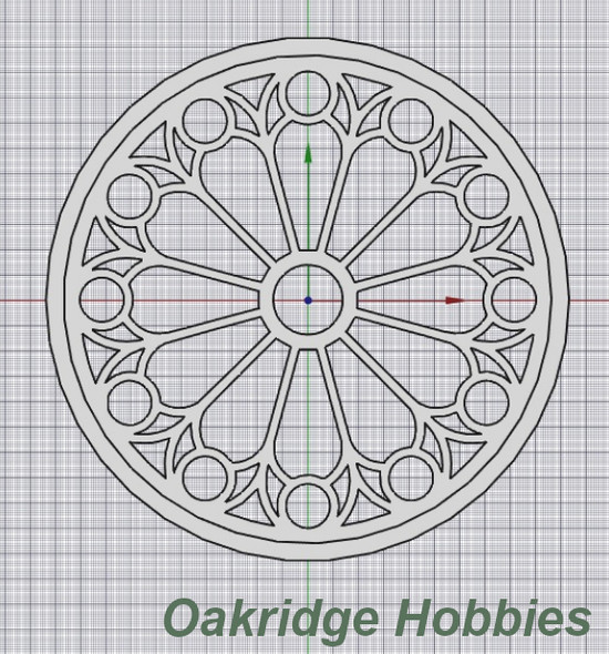 OakridgeStores.com | Oakridge Minis - 104mm Large Gothic Rose Round Casement (Church) Window - 1064-104104