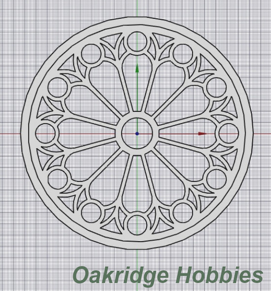 OakridgeStores.com | Oakridge Minis - 52mm Large Gothic Rose Round Casement (Church) Window - 1064-5252
