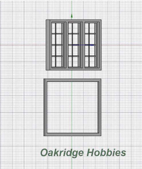 OakridgeStores.com | Oakridge Minis - 48" x 72" 3 Pane Casement Window with Colonial Grid Grille and Frame - G Scale 1:24 Model Miniature - 1007-24