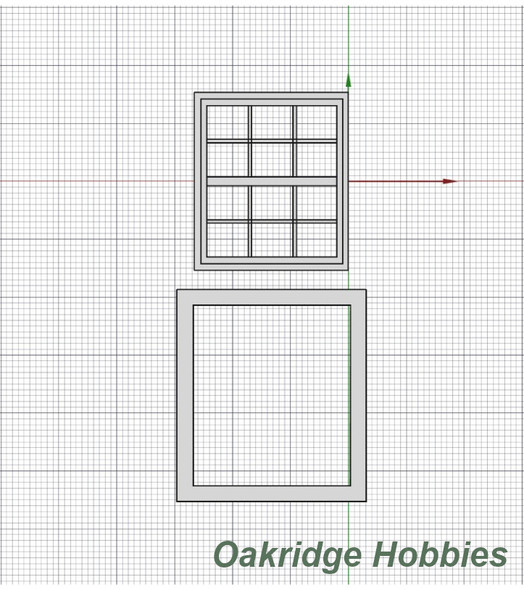 OakridgeStores.com | Oakridge Minis - 45" x 48" Double Hung Window with Colonial Grid Grille and Trim - G Scale 1:24 Model Miniature - 1031-24