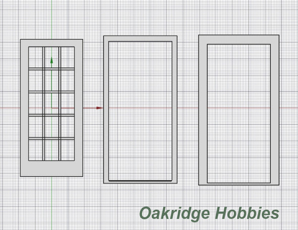 OakridgeStores.com | Oakridge Minis - 15-Lite French Doors with Frame and Trim - 3' x 7' Scale Size - G Scale 1:24 Model Miniature - 1032-24