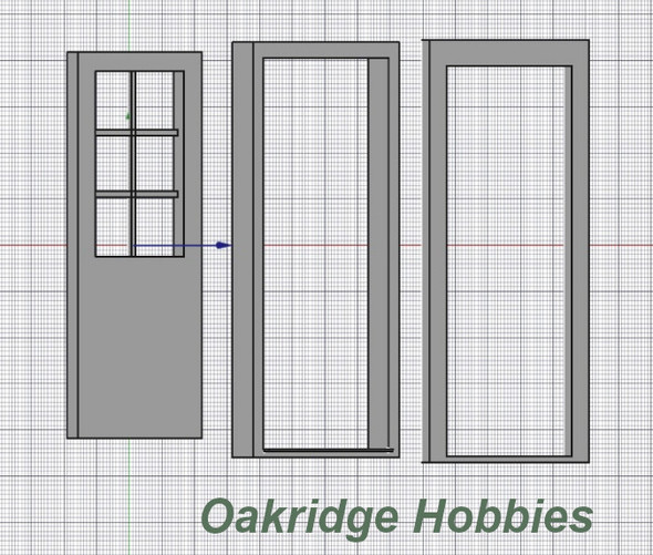 OakridgeStores.com | Oakridge Minis - Residential Plain Door with Colonial 6-Lite Window, Frame and Trim - 3' x 7' Scale Size - G Scale 1:24 Model Miniature - 1049-24