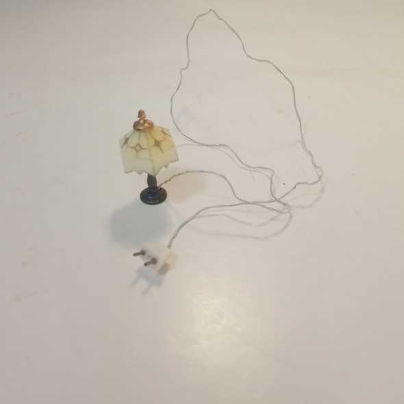 RESALE SHOP - Miniature 1:12 Working White Tiffany Table Lamp