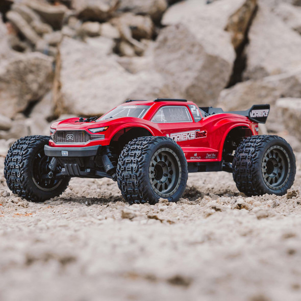 OakridgeStores.com | ARRMA Red VORTEKS 2WD BOOST MEGA 550 Brushed Stadium Truck RTR with Battery & Charger - 4105SV4T1 5052127041652