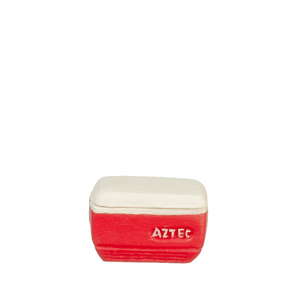 OakridgeStores.com | AZTEC - Small Red Cooler with LidS - 1" Scale Dollhouse Miniature (AZT8409) 717425684097