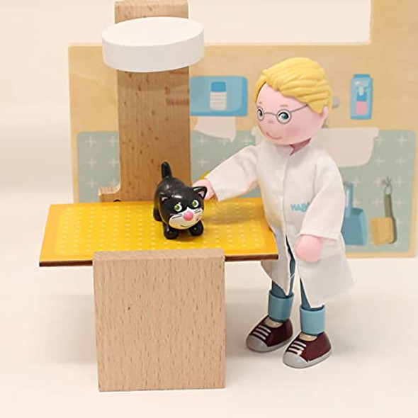 OakridgeStores.com | HABA - Little Friends Dad Andreas 4.5" Dollhouse Toy Figure with Removable Coat (Doctor, Veterinarian, Scientist) 303894 4010168236223