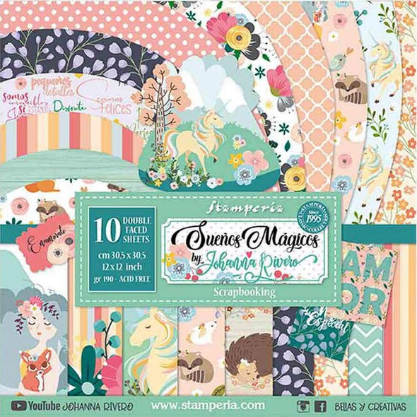 OakridgeStores.com | Stamperia Double-Sided Paper Pad 12"X12" 10/Pkg Suenos Magicos By Johanna Rivero SBBL60 5993110003090