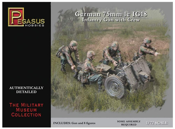 OakridgeStores.com | PEGASUS German Ig-18 Gun & Crew 1:72 Model Kit (7510) 707600075109